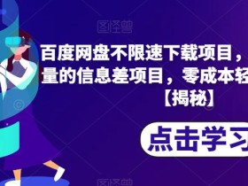 百度网盘不限速下载项目,自带巨大流量的信息差项目,零成本轻松日入600【揭秘】