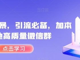 简单粗暴,引流必备,加本地高质量微信群【揭秘】