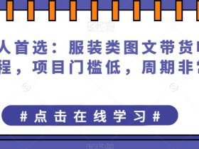 普通人首选:服装类图文带货喂饭级教程,项目门槛低,周期非常长