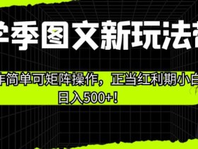开学季图文新玩法带货,操作简单可矩阵操作,正当红利期小白日入500+!【揭秘】