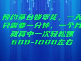 预约茅台赚零花,一天只需要一分钟,一个月就算中一次轻松赚600-1000【揭秘】