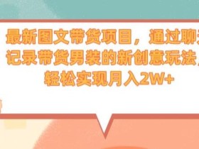 最新图文带货项目,通过聊天记录带货男装的新创意玩法,轻松实现月入2W+【揭秘】