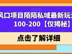 风口项目陌陌私域最新玩法一单100-200【仅揭秘】