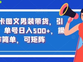 抖音色卡图文男装带货,引爆流量,单号日入500+,操作简单,可矩阵【揭秘】