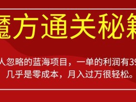 被人忽略的蓝海项目,魔方通关秘籍,一单的利润有39.9,几乎是零成本,月入过万很轻松【揭秘】