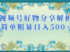 视频号好物分享解析,简单粗暴可以批量方大的项目【揭秘】