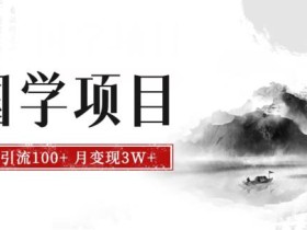 最新国学项目,日引流100+,月入3W+,新手抓住风口轻松搞钱【揭秘】