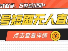 视频号短剧无人直播,螺旋起号,单号日收益1000+【揭秘】