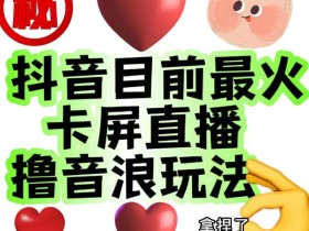 外面收费1980的抖音卡屏直播玩法,一个抖音号可以撸几百到几千不等【详细玩法教程】