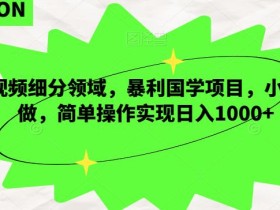 短视频细分领域,暴利国学项目,小白可做,简单操作实现日入1000+