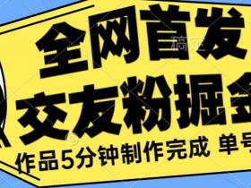 全网首发《交友粉掘金》单号一天躺赚200+作品5分钟制作完成,(长期稳定项目)【揭秘】