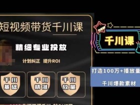 短视频带货-千川专业投放课,精细化专业投放,计划纠正,提升ROI