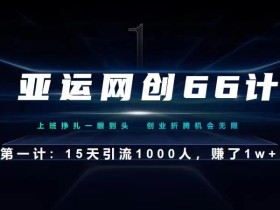 亚运网创66计第1计:企业微信全自动引流大法,15天引流1000人,收益1W+