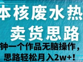 日本核废水热点卖货思路,两分钟一个作品无脑操作,学会思路轻松月入2w+【揭秘】