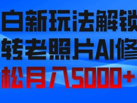 小白新玩法解锁,玩转老照片AI修复,轻松月入5000+!