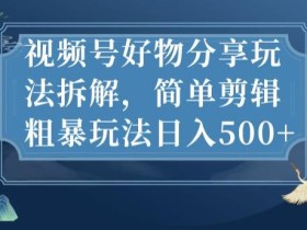 视频号好物分享玩法拆解,简单剪辑粗暴玩法日入500+【揭秘】