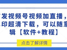 首发视频号视频加直播无水印超清下载,可以随意剪辑【软件+教程】