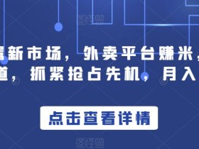 小白专属新市场,外卖平台赚米,现在没人知道,抓紧抢占先机,月入3-6k