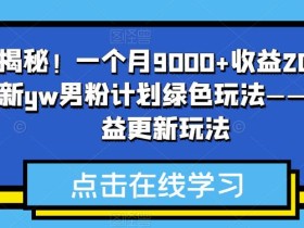 重磅揭秘!一个月9000+收益2023年9月最新yw男粉计划绿色玩法——人性利益更新玩法