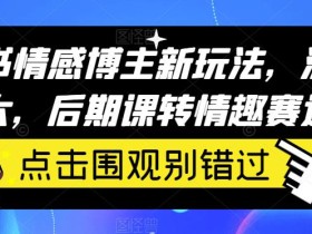 小红书情感博主新玩法,流量巨大,后期课转情趣赛道