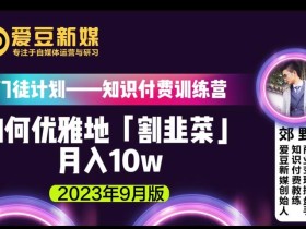 爱豆新媒:如何优雅地「割韭菜」月入10w的秘诀(2023年9月版)