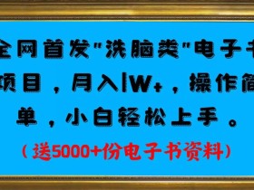全网首发电子书项目,月入1W+,操作简单,小白轻松上手。送5000+份电子书资料