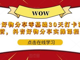 抖音好物分享零基础30天打卡训练营,抖音好物分享实操课程