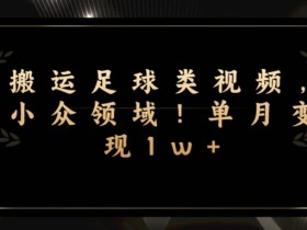 搬运足球类视频,小众领域!单月变现1w+